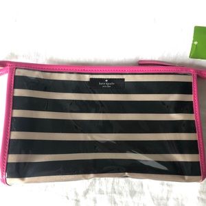 New Kate Spade Striped Cosmetic Bag